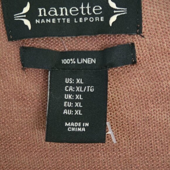 Nanette Lepore NWT Linen Lightweight Brown Open Front Cardigan Sweater Size XL - Picture 7 of 8